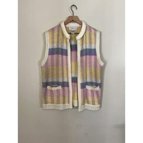Partners II Jackets & Blazers - Vintage Partners II Mervyn's Pastel Plaid Knit‎ Sweater Vest Cottagecore  Large